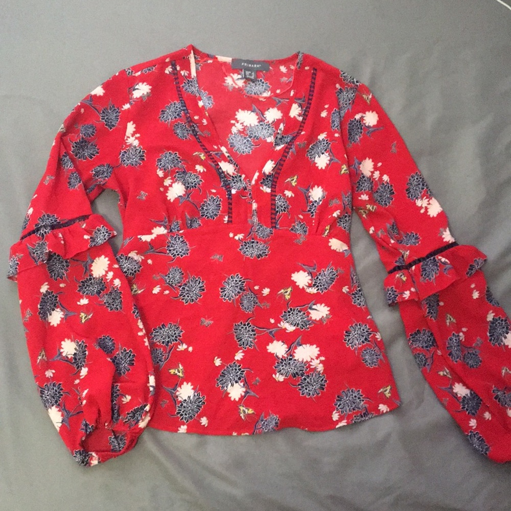 PRIMARK RED FLORAL BLOUSE